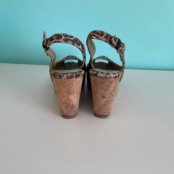 Stuart Weitzman peep toe sling back Leopard / Cheetah Animal print wedge sandals - Picture 4 of 4